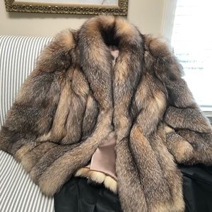 Real fur coat crystal grey fox sizeM-L or 10-12